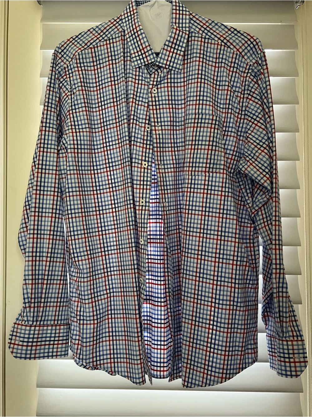 Bugatchi Blue and Red Check Dress Shirt